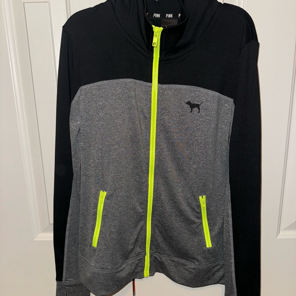 Victoria’s Secret Pink Full-Zip - Black and Gray with Neon Accents